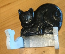 Black Cat Wooden Toilet Roll Dispenser Holder