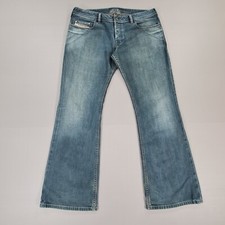 Diesel Zathan Jeans Mens W36 L32 Blue Bootcut Distressed Denim