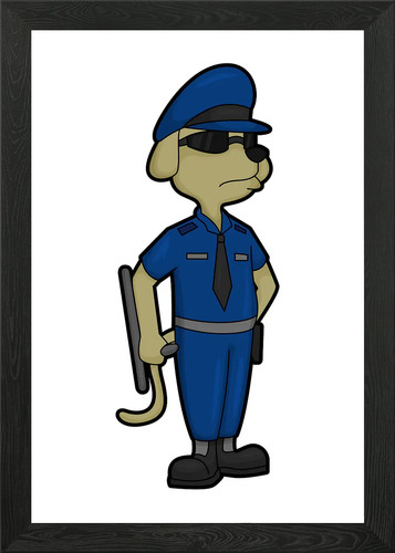 Dog police baton - baton, framed