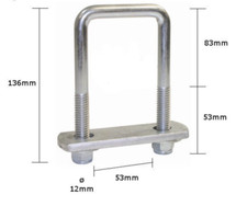 SET OF 12: 12mm U BOLTS SQUARE