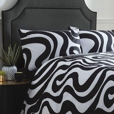 HOMEMAKER BEDDING Retro Duvet Cover Set Black White Swirl Print Double 
