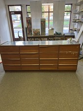 Shop Counter Display with Glass Security in Mahogony Finish