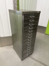 Vintage Polished Steel 15 Drawer Office Filing Cabinet