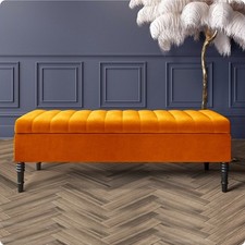 Velvet Ottoman Bench, Shoe Storage Bench, Lined Upholstered Footstool, End Table