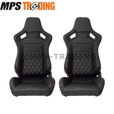 Land Rover Defender Diamond Pattern Sports Black Vinyl Seats Pair DA1895