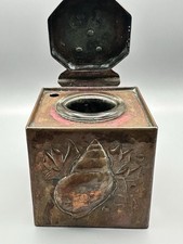 Rare Newlyn Copper Inkwell & Repousse Shells Design Decoration 
