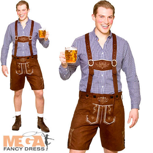 Mens brown lederhosen - mens,