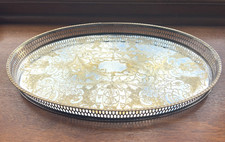 Vintage Viners of Sheffield Alpha Plate Oval Serving Tray – Chased Floral & Pier