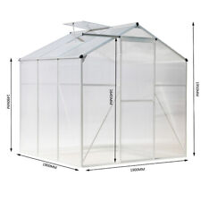 Aluminium Greenhouse Sliding Door Window Plant Grow Shed Galvanized Base Walk-In