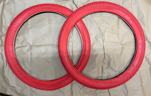 Solid red bmx tires - red,