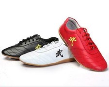 Soft Cow Leather《 武 》Kung fu Tai chi Shoes Martial arts Wushu Sports Sneakers