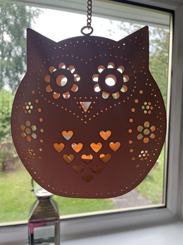 White metal hanging - hanging, owl