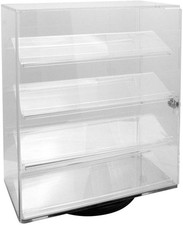 Deluxe Acrylic Clear Rotating Lucite Counter top Display with 4 Shelves and Lock