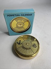 50 Year Perpetual Calendar 1990-2039 Brass  Paperweight Vintage Desk Decor