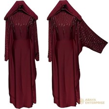 Burgundy Batwing Abaya Farasha