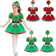 UK Kid Girls Dress With Hat Twirling Dresses Ballet Leotard Modern Costume Stage