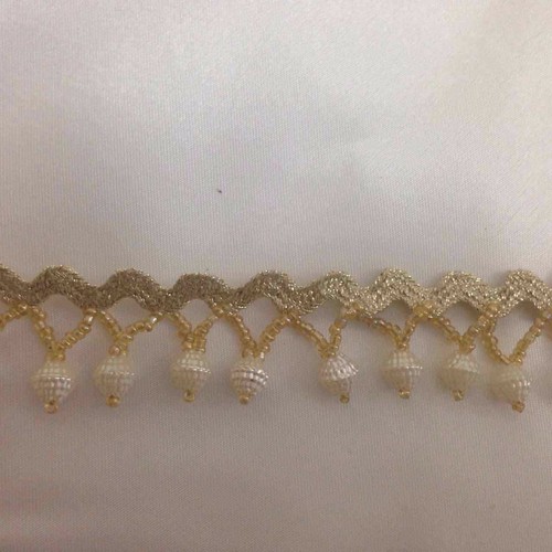 Ivory pearl beaded fringe lace - ivory,