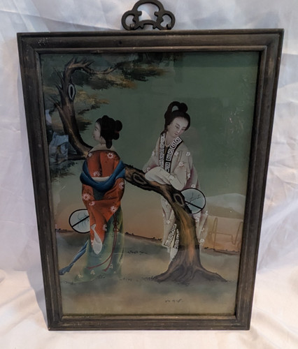 Antique chinese reverse glass - antique,