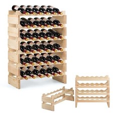 36 Bottles Wine Rack Freestanding Wine Storage Display Rack Pine Wood Wine Stand