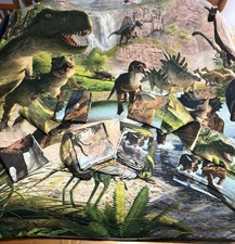 Dinosaur Full Sz Bed Comp. Set 3D Duvet, Shams,Sheet,Pillowcases,2 Curtains,Wall