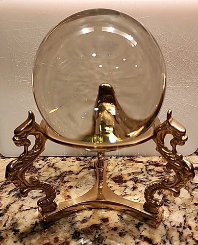 Crystal ball with 3 brass - with,