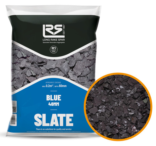 Blue slate chippings - slate, 40mm
