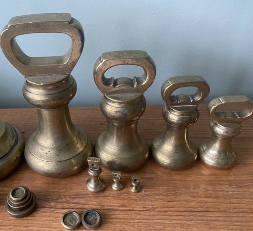 Antique brass weights - brass,