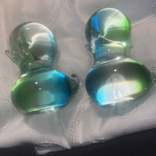 Chalet Canada Green Blue Art Glass Duckling Figurines Lot Of 2 Near Mint