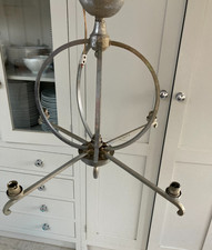 ART DECO CHANDELIER PENDANT FEATURE LIGHT FITTING CHROME  CIRCLES   TO RESTORE