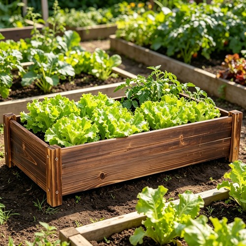 Solid wood raised - wood, bed