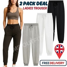 Ladies Fleece Jogging Bottoms – Closed Hem Joggers Tracksuit Pants UK Sizes
