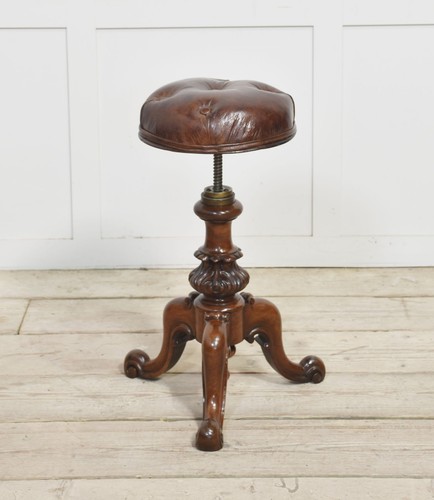 Walnut adjustable piano stool - adjustable,