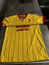 Liverpool Official Retro 1982 Away Shirt Yellow Red Stripes Crown Paints Small