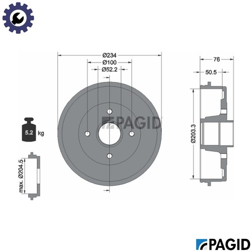 Brake drum 62916n for - 2x,