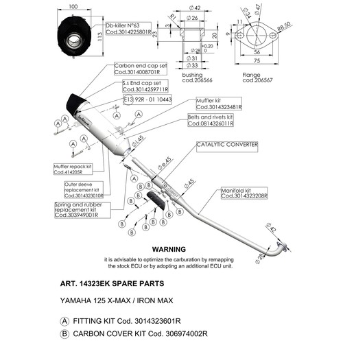 Rear muffler spare part - , set