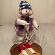 Vintage  20” Skiing Fiber Optic Animated Snowman,Fully Working,VGC.