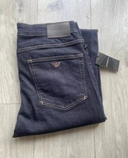 Emporio Armani J45 Jeans Mens Navy Blue 34” Waist Zip Fly New BNWT (32 Leg)