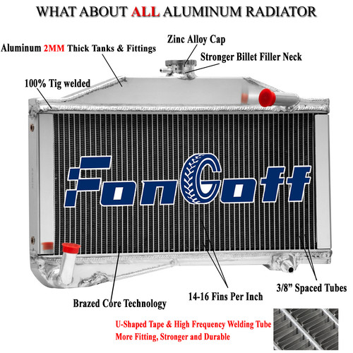 Row core aluminum radiator - 2-row,
