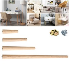 4x Wooden Legs Tapered Pine Beech Poplar Ash Table Chair Stool Sofa 4 Sizes Cone