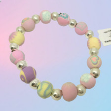 VIVA ORIGINAL COTTON CANDY Clay Beaded Bracelet Hippy Boho Gift Hand Made J145
