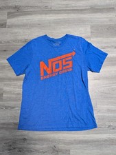 Men’s Official NOS Energy Drink Blue T Shirt Size XL Logo Spell Out Graphic