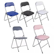 Folding Square Chair Soft Padded Seat Stackable Space Saving Home Kitchen Office