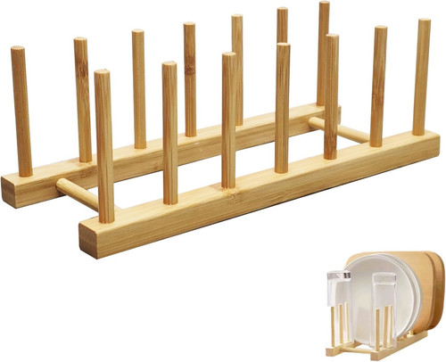 Wooden plate rack organiser - wooden,