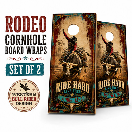 Rodeo cornhole board wraps - rodeo,