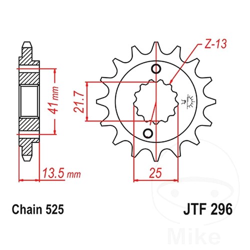Front sprocket tooth 525 - front,