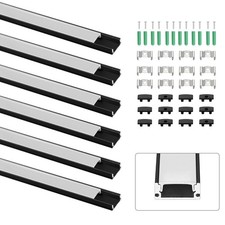 6×1M LED Aluminium Channel Profile 3.3ft Extrusion Diffuser Strip Lights Cover