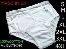 6,Men's Y Fronts Briefs 100% Cotton, Underwear / White  S M L XL 2XL 3XL 4XL 5XL