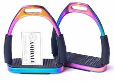 AMIDALE RAINBOW FLEXI SAFETY STIRRUPS HORSE RIDING BENDY IRONS BNWT