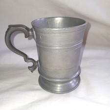 ANTIQUE 1800's PEWTER PINT TANKARD MUG LONG MELFORD SUFFOLK PERSEVERANCE HOTEL