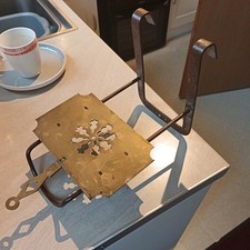 19th Century Wrought Iron & Brass Sliding Kitchen Range Trivet - Maker Stamp